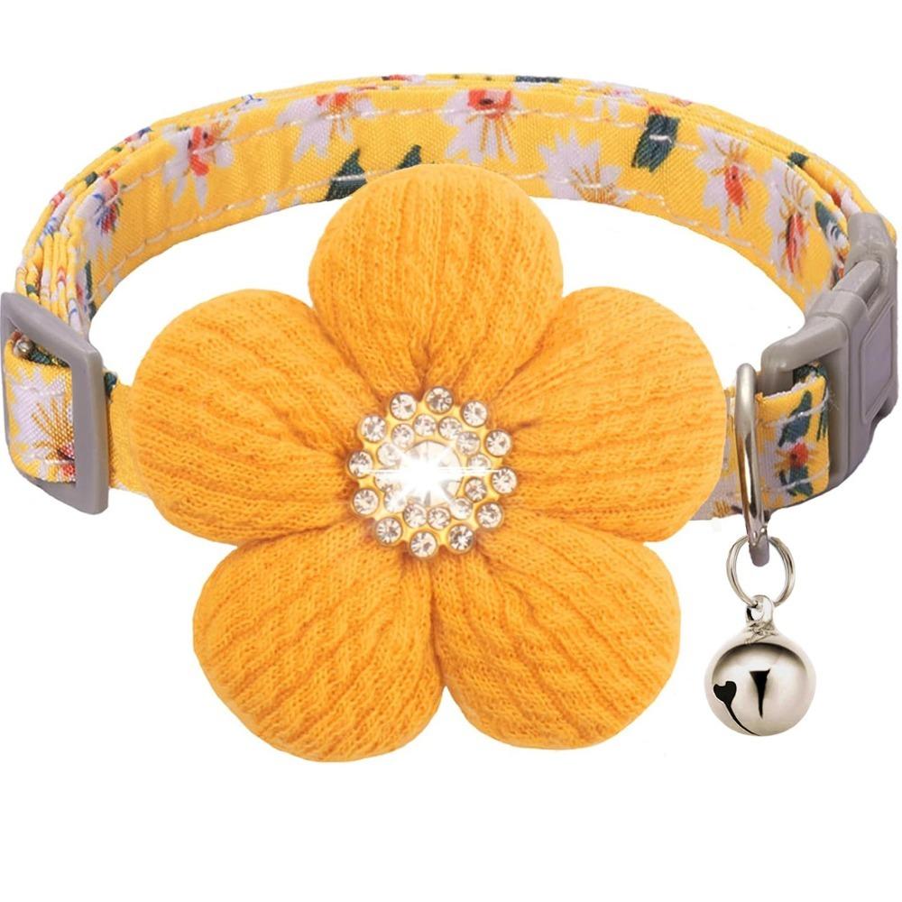 Nylon 3D Flower Dog Collar Rhinestone Pet Shining Collar Fashion Floral Pet Collar Daily Walk