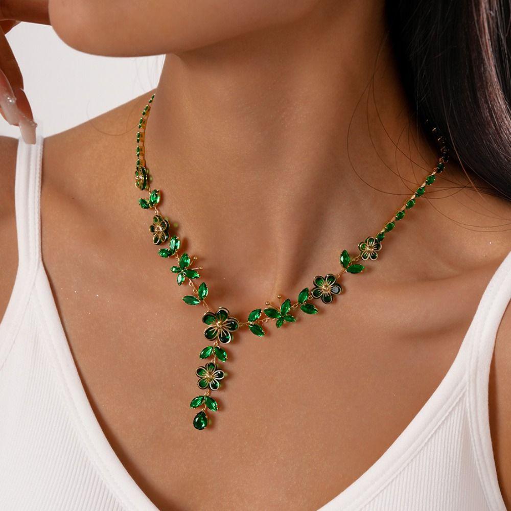 Exquisite Flower Bow Necklaces Earrings Trendy Jewelry Set Niche Clavicle Chain  Wedding Engagement
