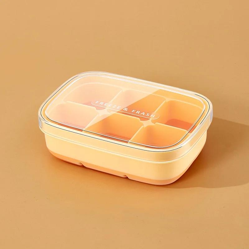 New 6 Grids Ice Cube Mold with Lid Easy To Release Freezer Ice Tray DIY Tools Storage Box for Fruit Juice Silicone Mold