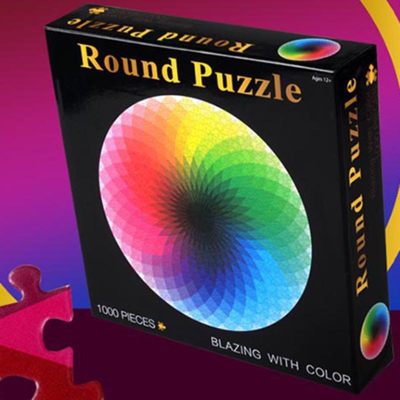 1000 pcs/set Colorful Rainbow Round Geometrical Photo Puzzle Adult Kids DIY Educational Reduce