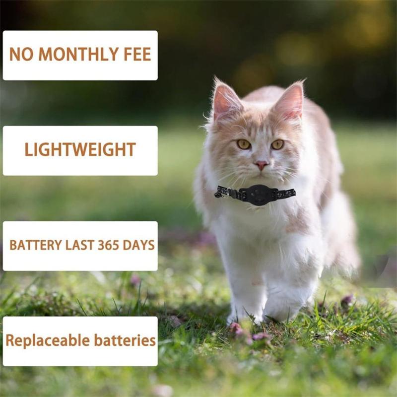 Cat Positioning Collar Compatible with Apple 2 Colors Adjustable Safety Buckle Reflective Gps Collar for Kittens Puppies