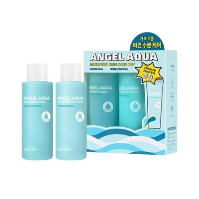 Set de cuidado facial calmante BEYOND Angel Aqua Moisture: dúo coreano de tónico y emulsión hidratante + crema de regalo de 30 ml | Set diario para piel sensible y seca