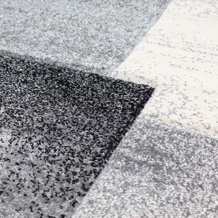 Tapis toucher laineux motifs carrés gris 160x230