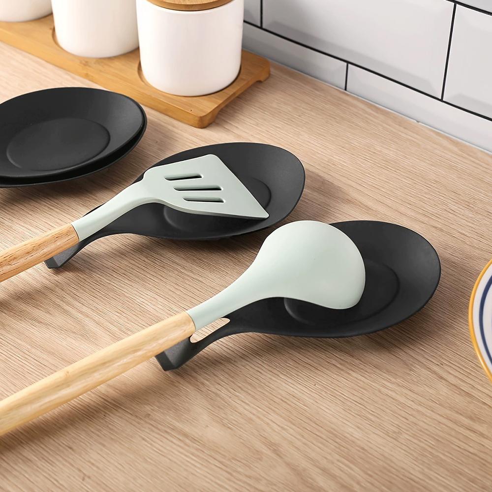 New 5pcs Silicone Spoon Rest Heat-Resistant for Kitchen Utensils Spatula, Ladles