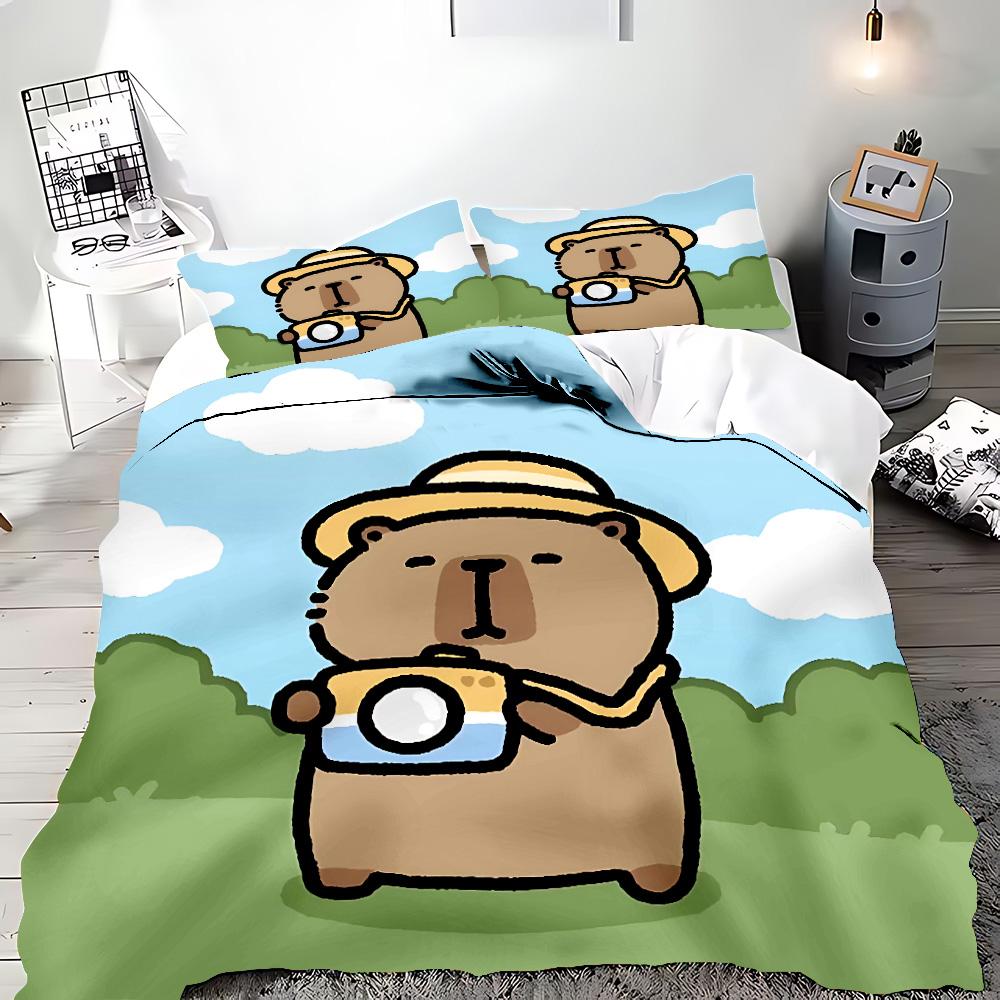 Roztomilý kreslený kapybara povlak na přikrývku povlak na polštář ložní souprava pro dospělé chlapce dívku dekorace do ložnice dětský dárek jednolůžkový dvoulůžkový velký rozměr