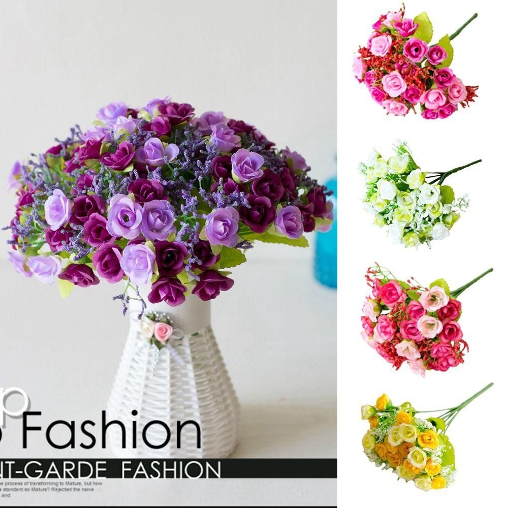 Silk Flower Fake Flower 21 Heads Bouquet Without Vase Rose Artificial Flower  Decorations