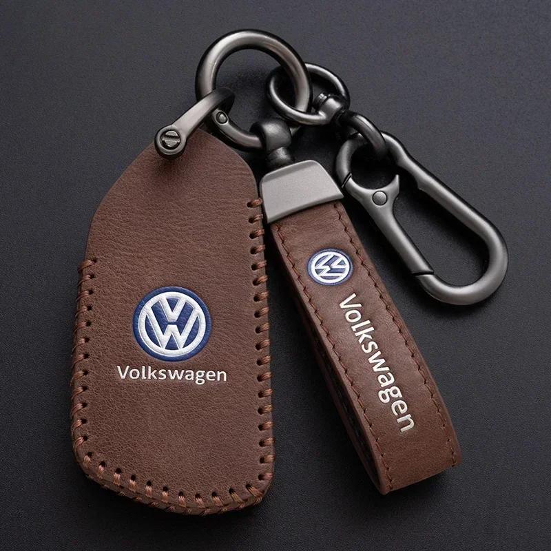 Leather Car smart remote Key Case Full Cover Shell For VW Volkswagen Golf 8 MK8 2020 Keyless Keychain Remote Shell Accessories Q444
