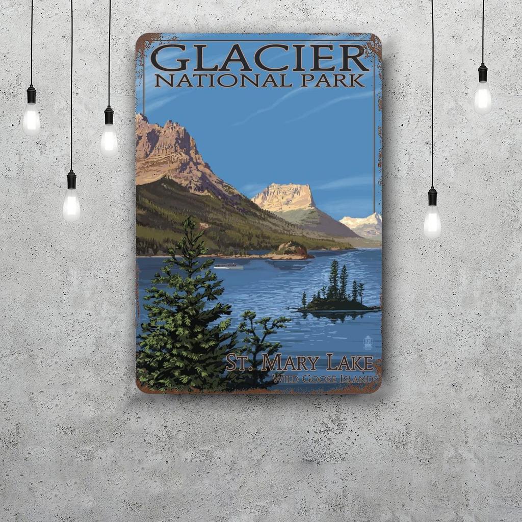 Nationalpark Glacier Lustiges Bar Metallschild Retro Plakette Vintage Schild Alkohol Trinker Kneipe Club Küchenwanddekoration