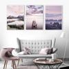 Purple Sunset Nature Landscape Art Poster Starry Night Foggy Mountain Canvas Painting Wall Print Nordic Home Decoration Picture
