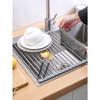 Roll Up Dish Drying Rack, Over The Sink Stainless Steel Multifunctional Dish Drain Rack, Portable Stainless Steel Rolling Rack, Sink Rack Mat