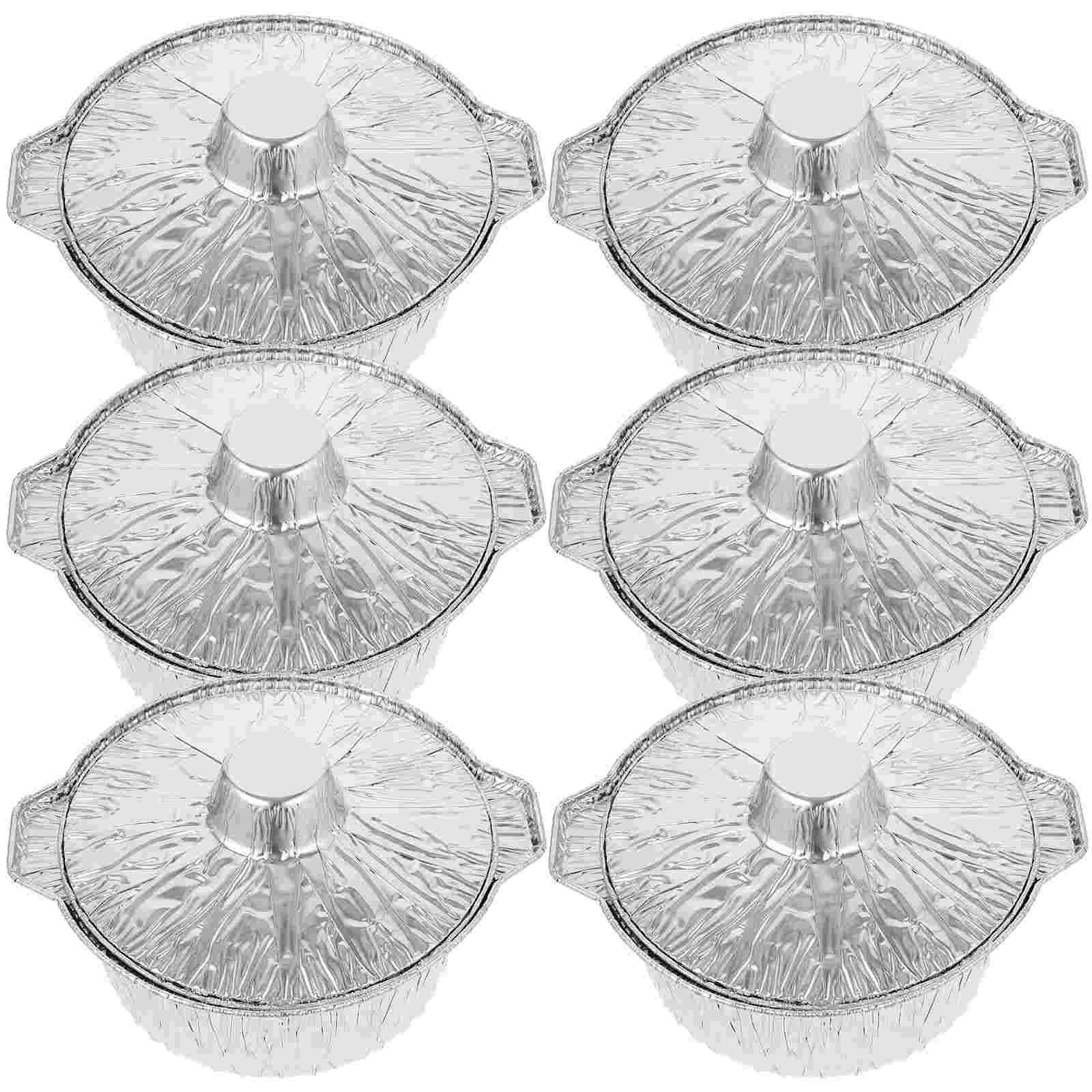 

6 шт. алюминиевые кастрюли для барбекю из фольги, контейнеры для выпечки, пригодные для вторичной переработки серебряный