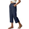Women’s Wide Leg Cropped Pants High Waist Linen Blend Trousers with Side Pockets Relaxed Fit for Everyday Wear