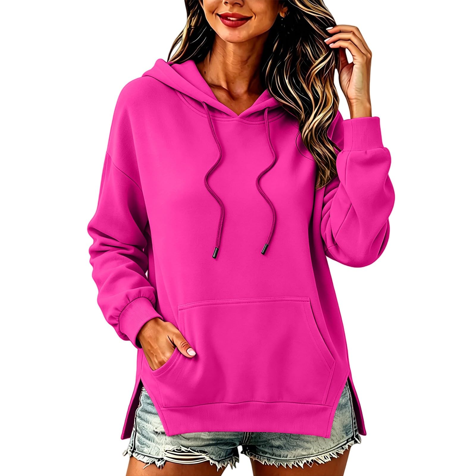 Women s Casual Long Sleeve Hoodie with Drawstring L