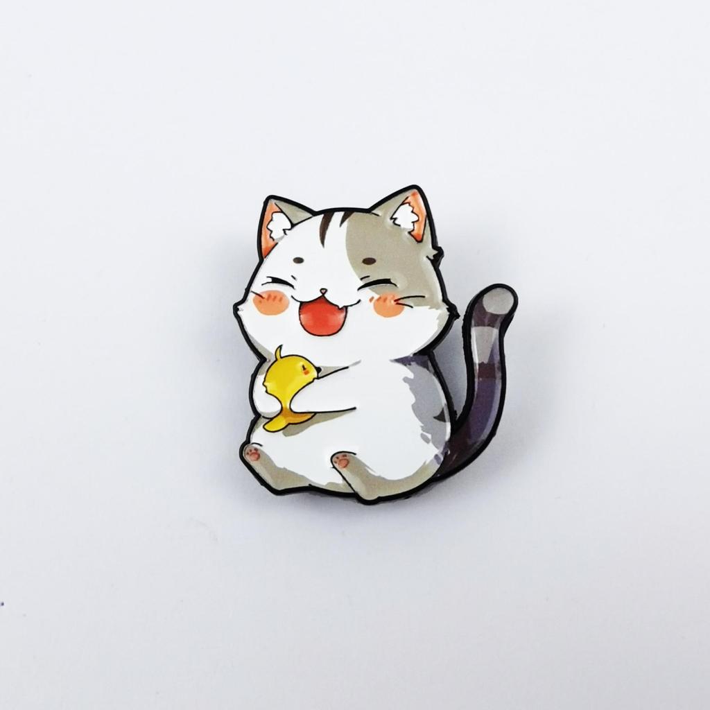 Cute Kitten Cartoon Brooch: Smiling Animal Badge for Clothing & Backpacks
