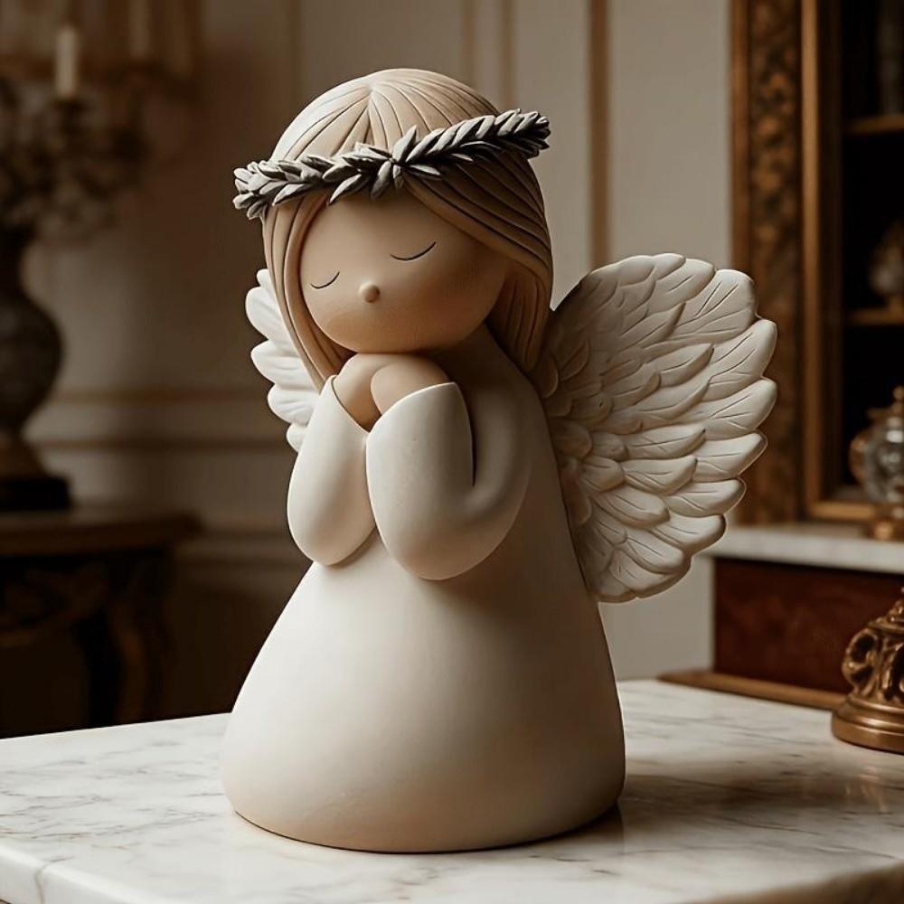 Creative Design Winged Angel Figurine Resin Pray Girl Ornaments Home Decoration