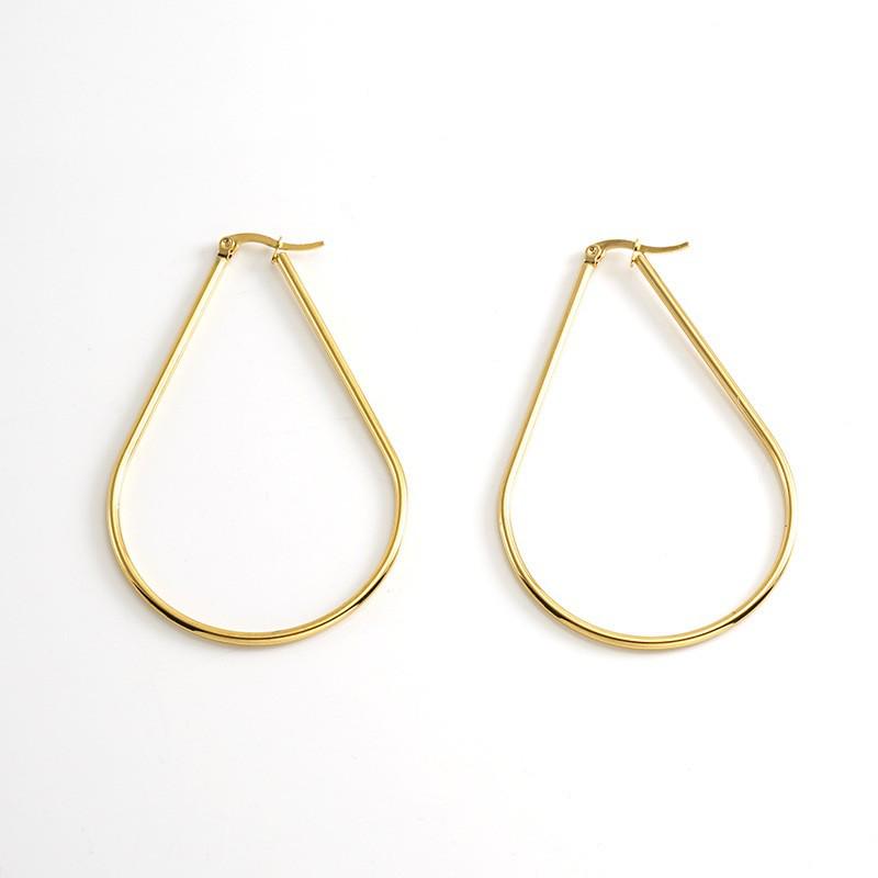 Geometric Water Drop Stainless Steel Earrings: European & American Fashion Trend