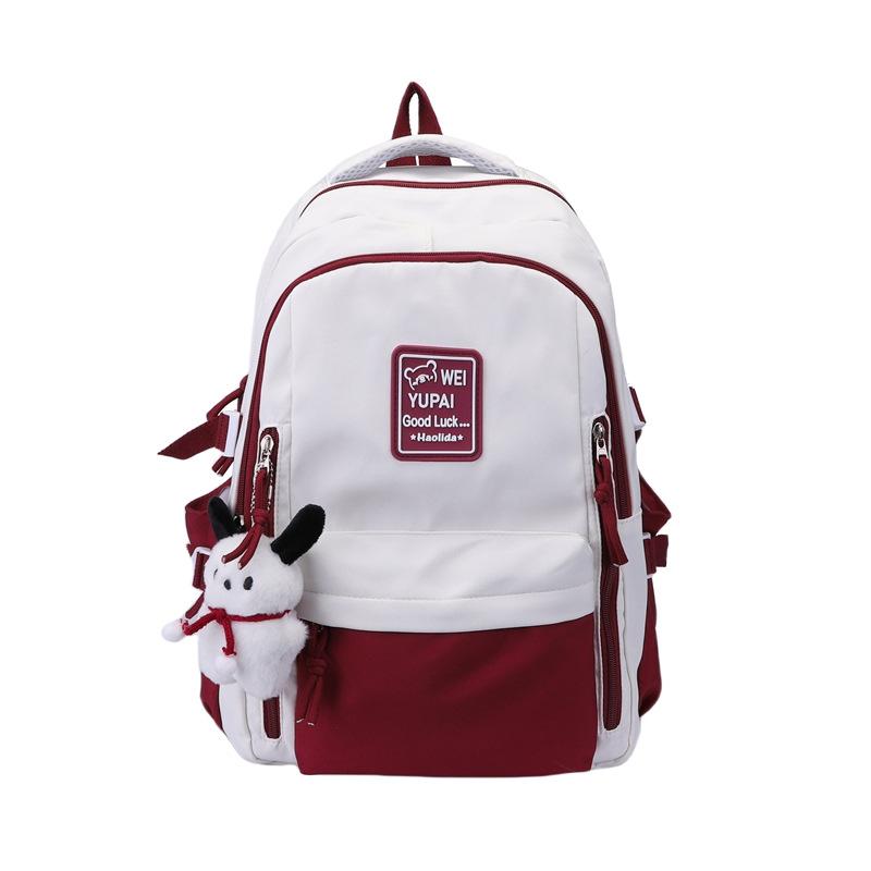 Japanese students schoolbag women's tooling style Korean version junior high large-capacity contrasting color backpack high school travel backpack men