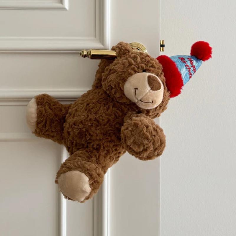 Birthday Teddy Bear Plush Toy Stuffed Animal Birthday Hat Cute Home Decor Children Boys Girls Birthday Gifts