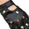 Leather Fingerless Short Gloves Black Rivets Stud Half Finger Mittens Fashion Performance Dance Gloves