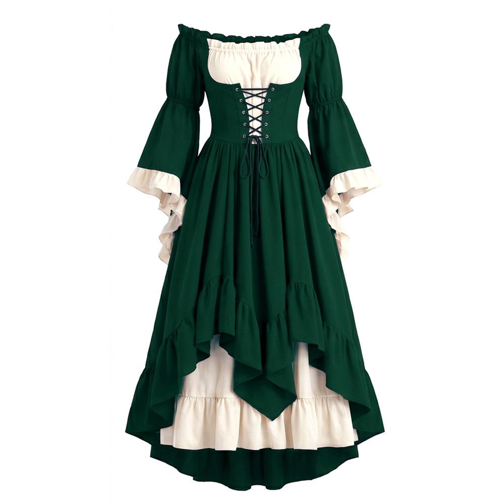 Medieval Dress Court Renaissance European And American Vintage Costume Puff-sleeve Waist-cinched Dresses Halloween Costume
