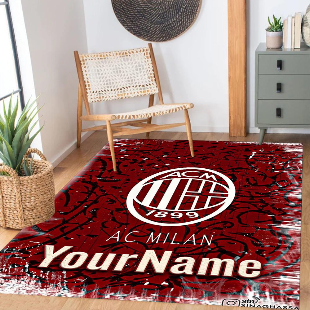 Ac Milan Customize Text Floor Rug Office Rug Suitable for Decorate room Foyer Outdoor Dormitory Anti-slip Rug Decorate Offices