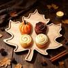 Fall Home Accents Maple Leaf Serving Tray, Thanksgiving Wooden Platter for Snack Cheese Boxwood Decorative Tray Charcuterie, Dish Plate Halloween