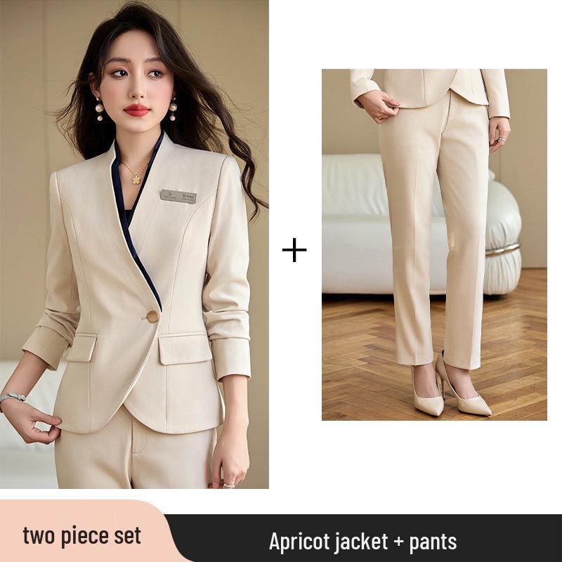 

Женский профессиональный брючный костюм для работы на ресепшене и в клубном доме: Элегантная осенне-весенняя форма L