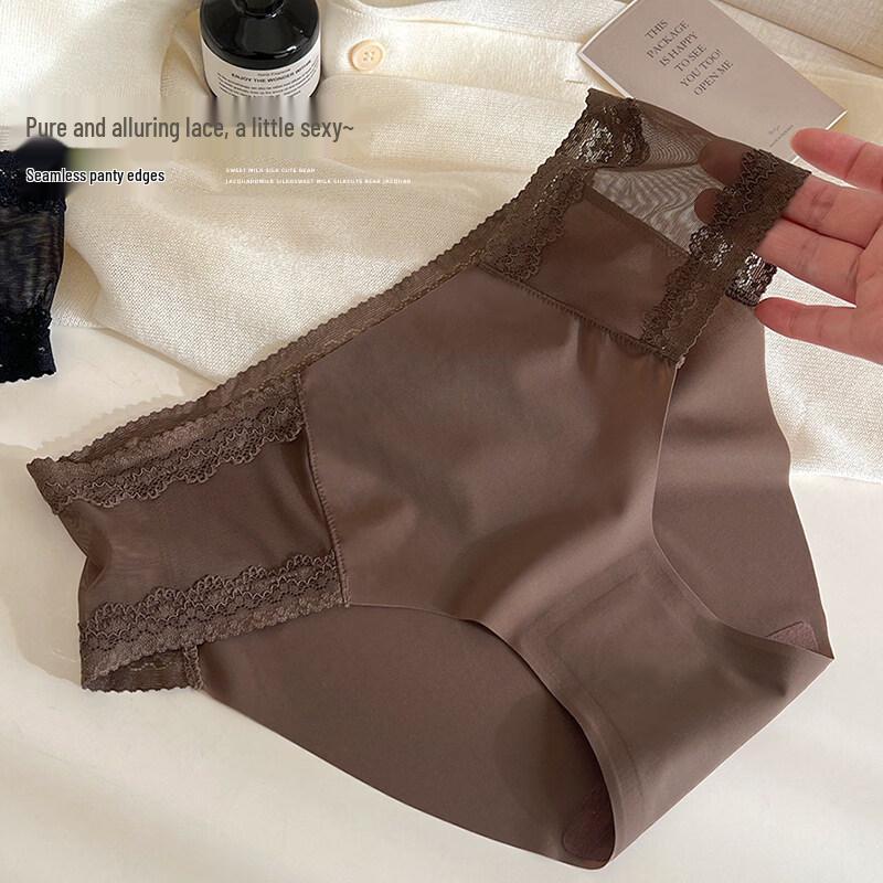 Maoren Women s Seamless Lace Ice Silk Briefs L