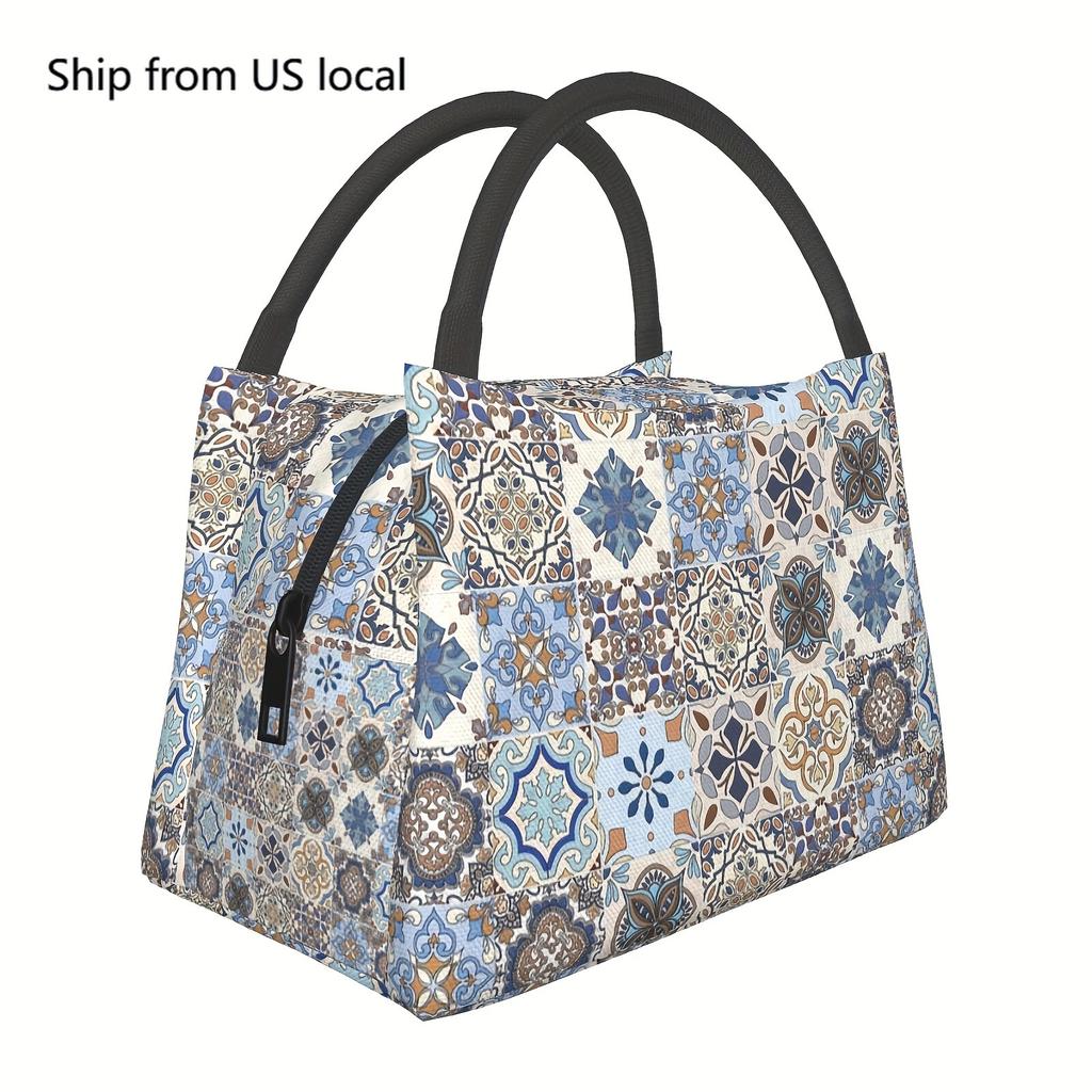 1 Bohemian Mandala Pattern, Portable And Reusable Refrigerated Bag, Insulated Lunch Bag, A Must-have For Camping Beaches, Homes,