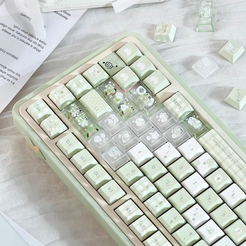 Keycap Senyu Cherry Pbt Green Minimalist Light Green Custom Keyboard Keycaps 131 Keys