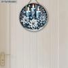Flat Blue Wooden Christmas Plaque for Wall Front Door Home Decor