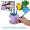 Suction Cup Bottom Silicone Paint Cleaner Box Foldable 2-in-1 Brush Holder  Makeup Brushes