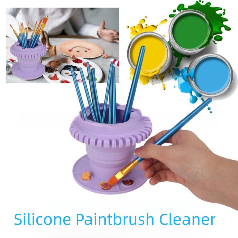 Foldable Silicone Paint Cleaner Box with Hanging Hole 2-in-1 Brush Holder  Beauty