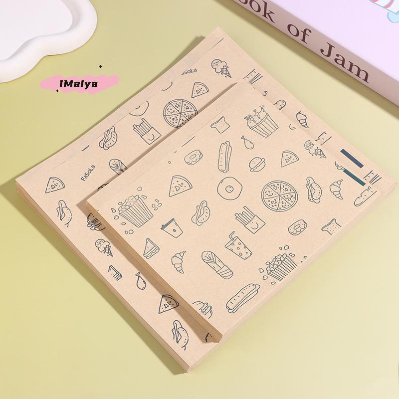 50Pcs Kraft Paper Bag Greaseproof Food Wrapping Disposable Packaging Baking Paper Plate Mat Kitchen Accessories