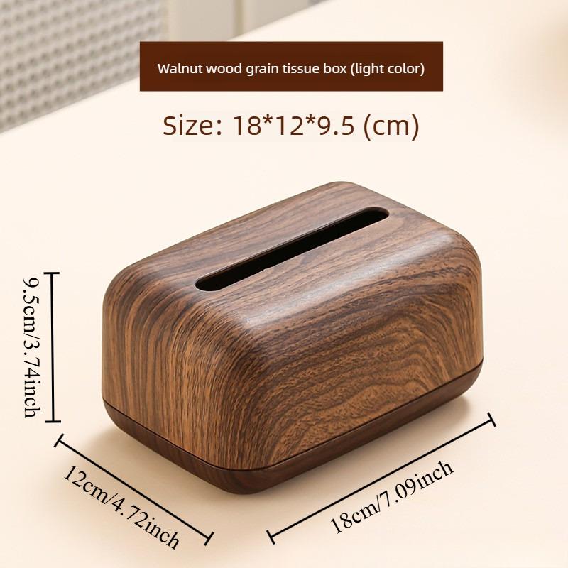 Imitation Walnut Wood Grain Chinese Tissue Box, Living Room Dining Table Office Desktop High-end Paper Drawer Box