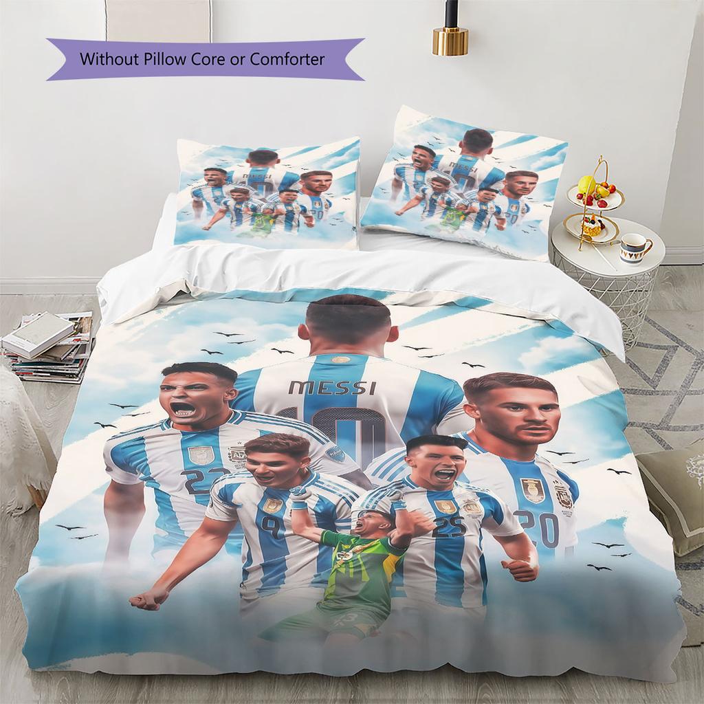 Argentina National Football Team Pattern Bedding,Quilt Set Quilt Cover Pillowcase Home Birthday Gift(1 * duvet cover + 2 * pillowcase, without core)