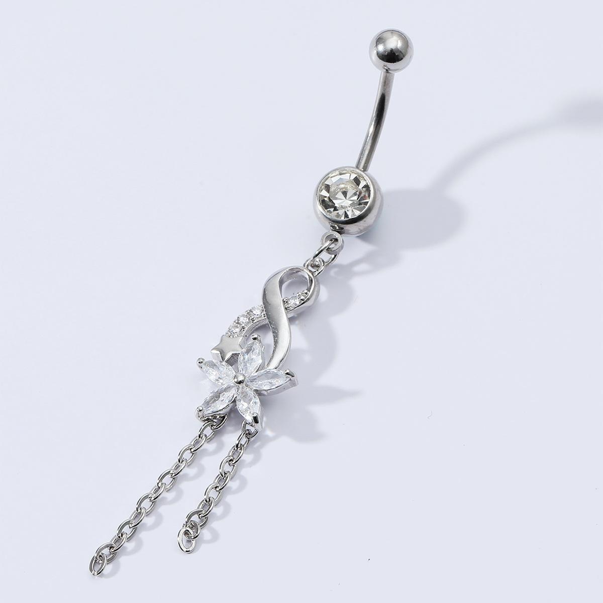 

Ювелирные изделия для пирсинга, кулон, длинная пятиконечная звезда, кисточка, циркон, пряжка для пупка, аксессуары для танца живота, ногти для пупка