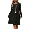 Ladies' Loose Comfortable Casual And Fashionable Color Round Neck Long Sleeved Casual Dress