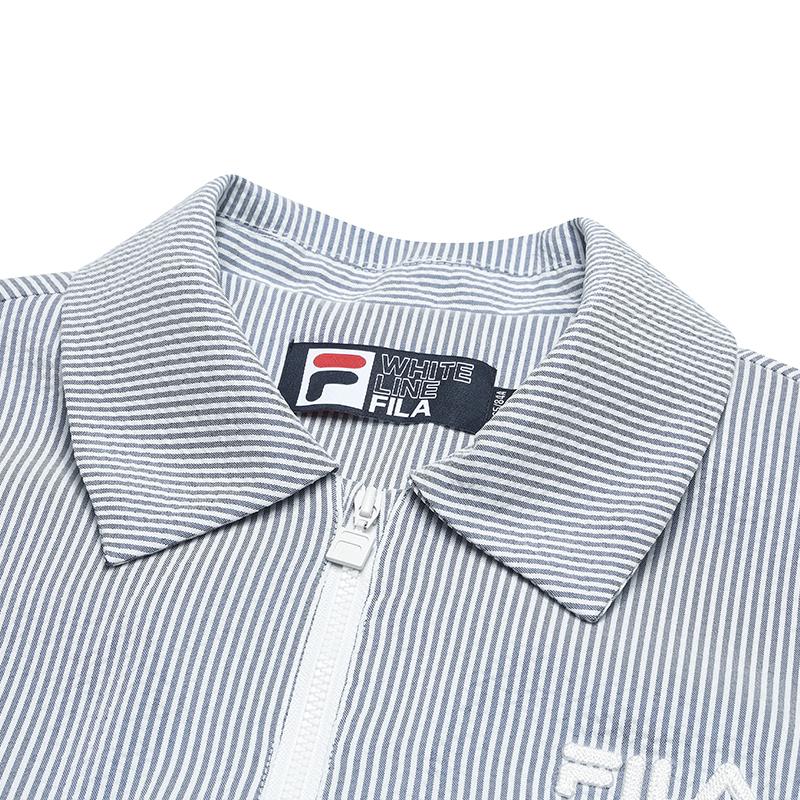 Fila Original Fashion Versatile Casual Simple Comfortable Striped Sleeveless Dress Women Dresses Cloud-Mushroom-White F11W529314F-WT