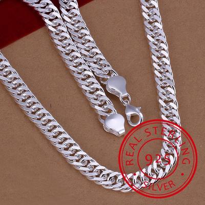 Pure 925 Silver Necklaces for Men 10mm Chain Necklace Collier 20inch Choker Fashion Male Jewelry Accessories Gifts