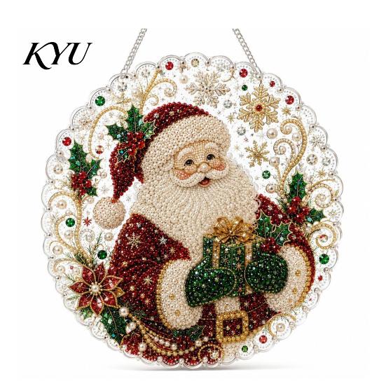 Acrylic Ornaments for Home Christmas Tree Hanging Ornament, Faux Pearl Art DIY Painting Office Party Decorations Suncatcher, 20cm Glowing Holiday