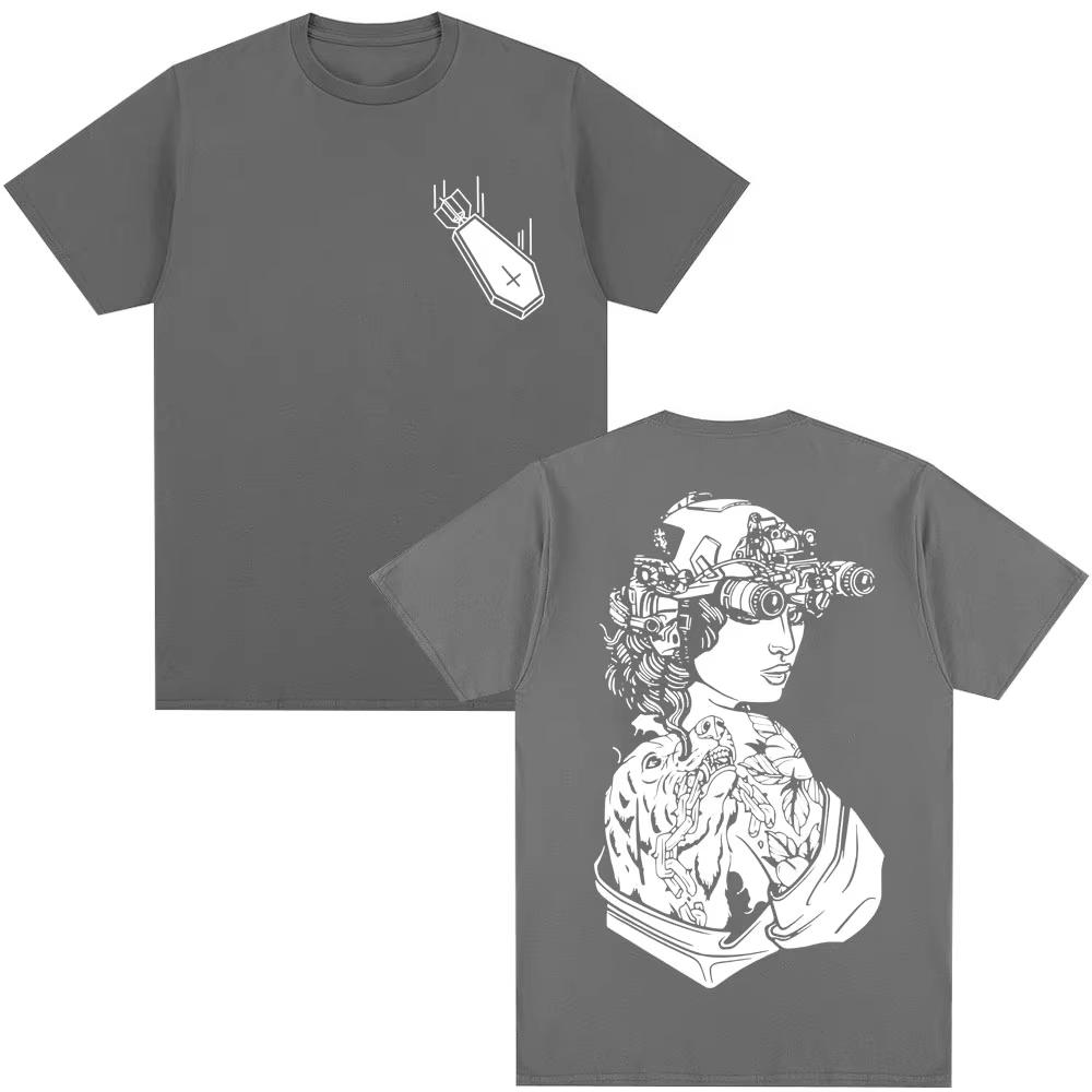 Gbrs Forward Observations Group Death T Shirt Gothic Punk Skeleton T Shirts Men Women Retro Cotton Oversized T-shirts Streetwear