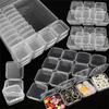 31pcs/1set Portable Storage Box Square Transparent Bead Organizer Box With Lid Jewelry Earring Packaging Display Case