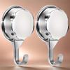 Adhesive Hooks with Suction Cup, Heavy Duty Towel Hooks for Shower Door Wall Hanging, Silvery Chrome-Plated Plastic Wall Hooks for Bathroom, Kitchen
