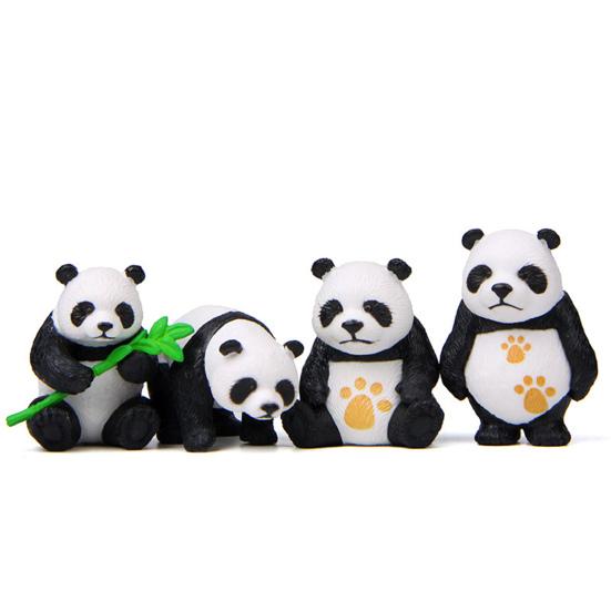 4Pcs Compact Eye-catching Decorative Long Lasting Childlike Panda Model Figure Toy Desk Ornament Statue