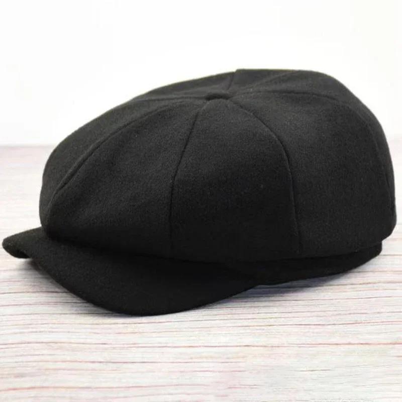 

64cm Big Head Oversize plus Size Men s Classic Newsboy Gatsby Hat Blend Wool Vintage Flat Ivy Cabbie Cap for 2024 61-64cm чорний