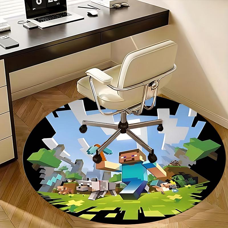 Minecraft Character Chair Mat Round Rug Office Carpet, Non Slip, Suitable for Living Rooms, Bedrooms Decor 1205571a