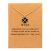 Inlaid Zircon Lucky Clover Pendant Card Necklace Jewelry Bring Greeting Cards and Gifts