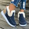Women's Winter Ankle Boots - Slip-On Boots with Non-Slip PU Sole, Thick Cushioned insole Faux Fur-like collar - Cold Weather Shoes for Everyday