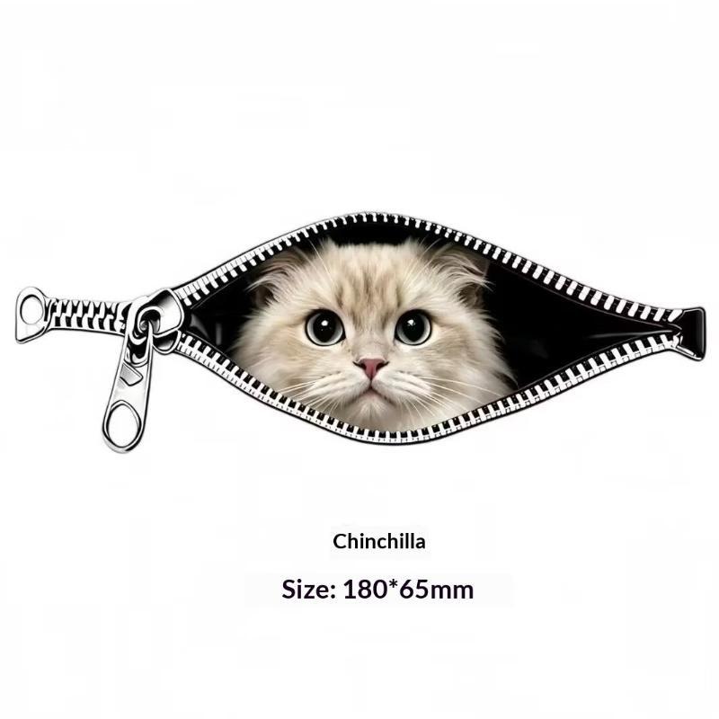 Cat Car Sticker Zipper Cat Puppet Teddy Border Collie Puppy Cute Creative Personality Pet Car Decorative Sticker 1Pc